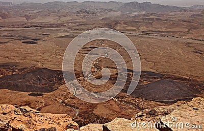 Machtesh Ramon - erosion crater in the Negev desert, the most picturesque natural landmark of Israel Stock Photo
